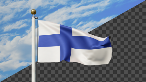 Videohive - Finland Flag Waving on a Flag Pole, Alpha Included - 47636028 - 47636028