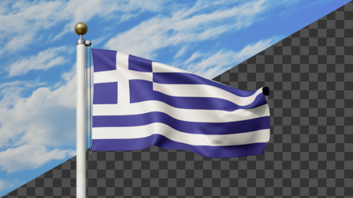 Videohive - Greece Flag Waving on a Flag Pole, Alpha Included - 47636029 - 47636029