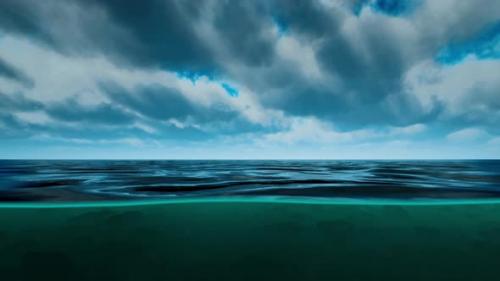 Videohive - Beautiful Day on the Sea with Splitted By Waterline Underwater Part - 47640181 - 47640181