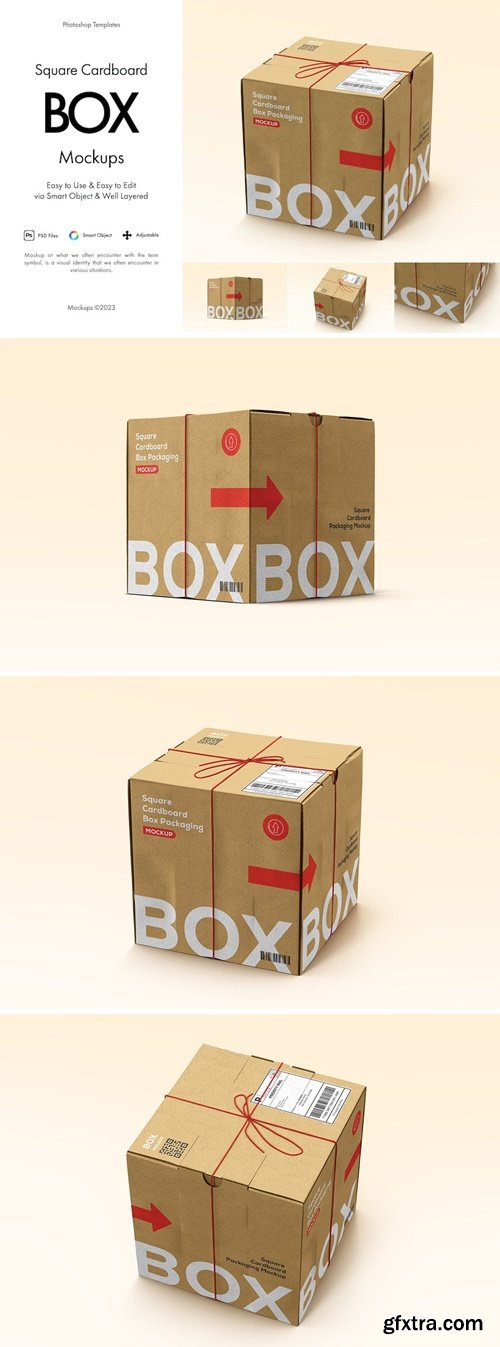 Square Cardboard Box Mockup CGW8MVF