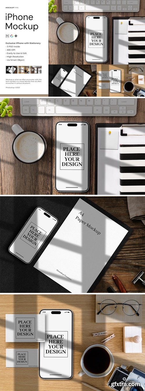 Exclusive iPhone With Stationery Mockup PYVJZVJ