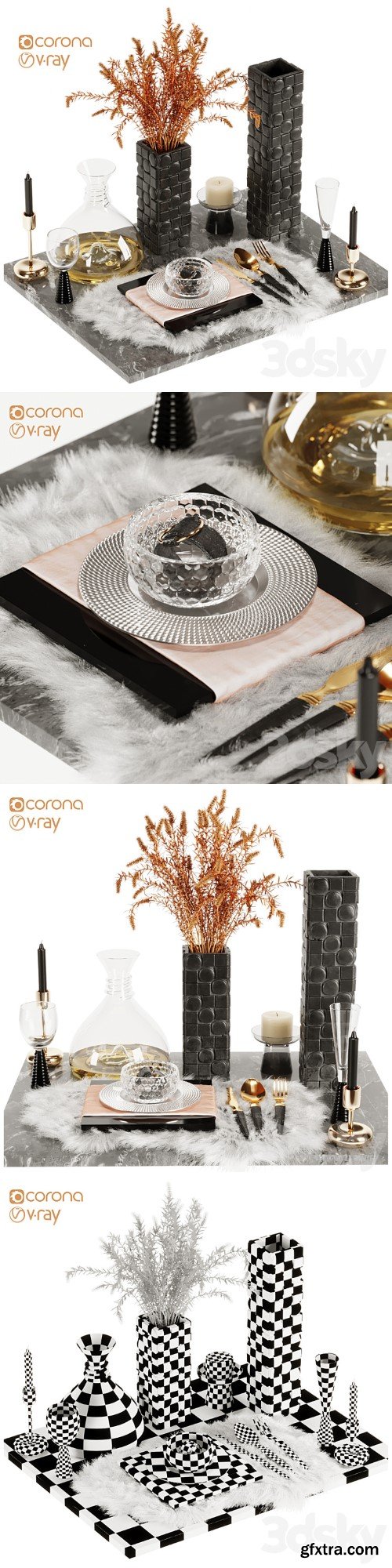 Luxury Fur Place Mat Dinner Table