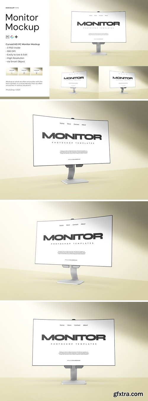 Curved HD PC Monitor Mockup QKTAFXB