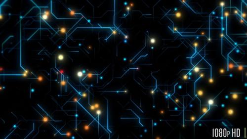Videohive - Futuristic glowing circuit Board with digital data connections in a loop - 47618668 - 47618668