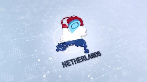 Videohive - Netherlands Map With Marker - 47621390 - 47621390