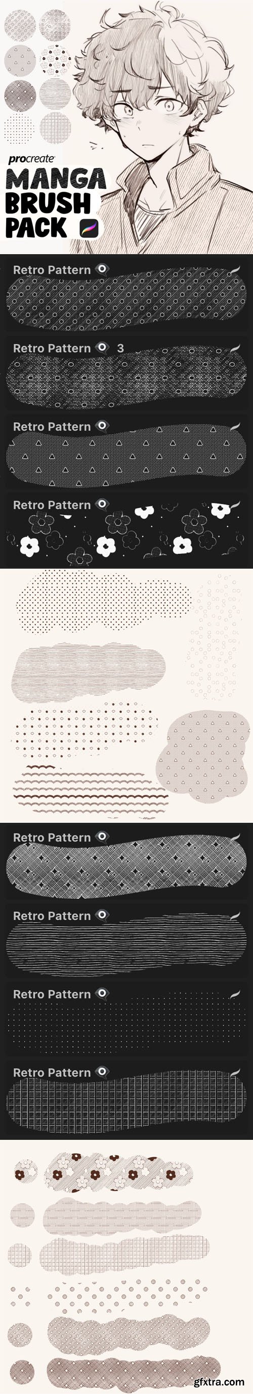 Manga Patterns Brushes Pack for Procreate