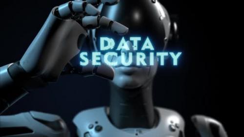Videohive - the robot holds the inscription "data security" in its hands - 47622078 - 47622078