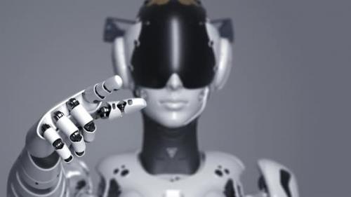 Videohive - the robot makes a gesture with his index finger - 47622088 - 47622088