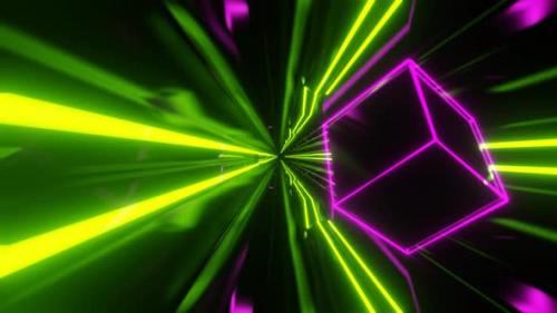 Videohive - Lime And Pink Sci-Fi Neon Weightlessness Tunnel Background Vj Loop In 4K - 47631481 - 47631481