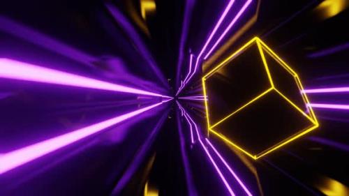 Videohive - Purple And Yellow Sci-Fi Neon Weightlessness Tunnel Background Vj Loop In HD - 47631482 - 47631482