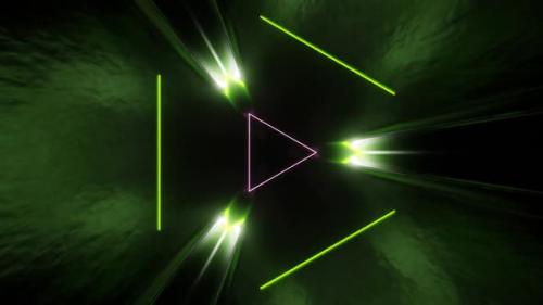 Videohive - Lime And Light Pink Sci-Fi Glossy Triangle Tunnel Background Vj Loop In HD - 47631483 - 47631483