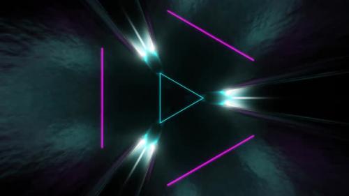 Videohive - Cyan And Pink Sci-Fi Glossy Triangle Tunnel Background Vj Loop In HD - 47631486 - 47631486