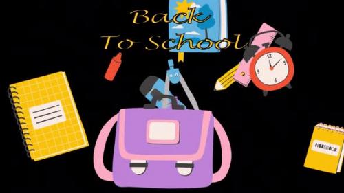 Videohive - Back To School Items Flying Air On Alpha Channel - 47633227 - 47633227