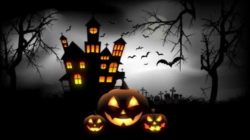 Videohive - Happy Halloween Background Bats Flying In Smoky Air - 47633261 - 47633261