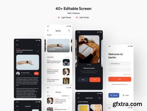 Bacha - News App UI Kit Ui8.net