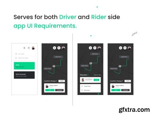 Ride - Carpooling & Ride sharing app UI Kit Ui8.net