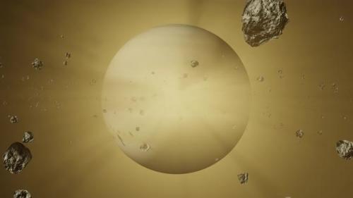 Videohive - Planet Saturn with asteroid rings with alpha channel overlay view from outer space 3d render - 47601290 - 47601290