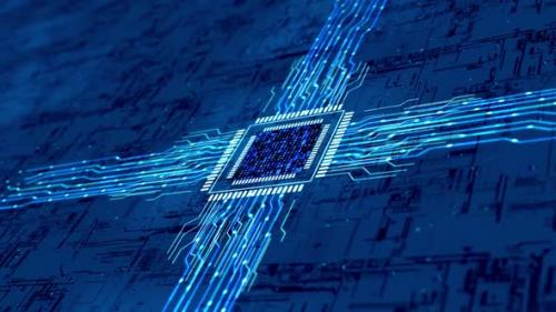 Videohive - Computer Ai Chip And Electronic Charge Flow - 47613532 - 47613532