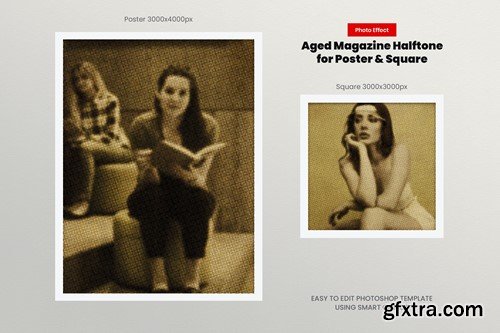 Aged Magazine Halftone Photo Effect Square, Poster RVBCSW9