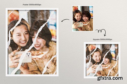 Ripped Paper Photo Effect for Square and Poster B2BKMGH