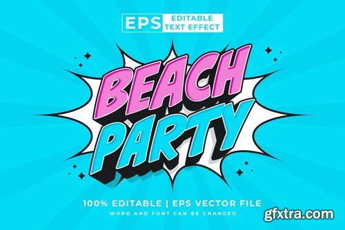 Beach Party Comic 3d Vector Editable Text Effect 8WRH5WF