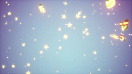 Videohive - Flock of Sparkling Butterflies Flying on Star Art Background - 47618601 - 47618601