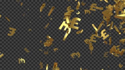 Videohive - Falling Pound Currency Symbol Golden Loop V3 - 47619746 - 47619746