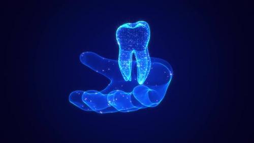 Videohive - Teeth In Hologram Hand - 47621374 - 47621374