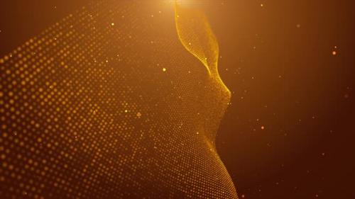 Videohive - Golden Digital Technology Particle Wave Flow - 47638839 - 47638839