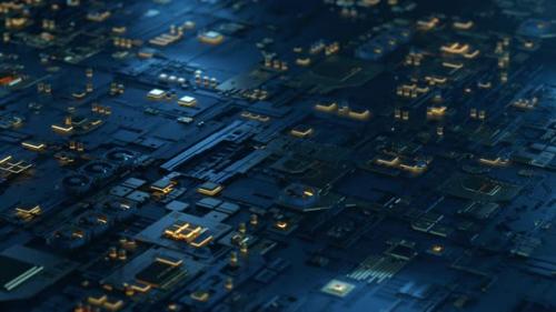 Videohive - High Tech Integrated Circuit Board with Processor Close Up Electronic CPU Chip Component on Printed - 47639133 - 47639133