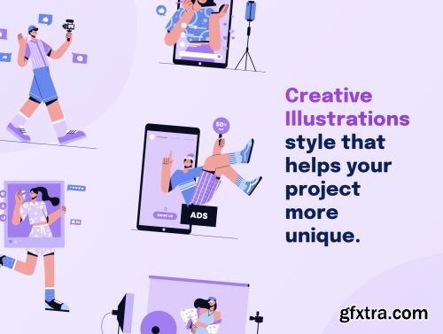 Socially - Social Media Marketing Illustration Set Ui8.net