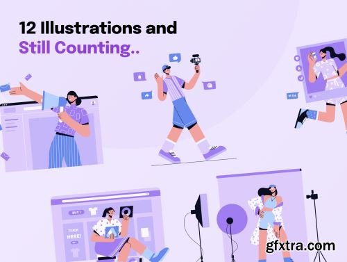 Socially - Social Media Marketing Illustration Set Ui8.net