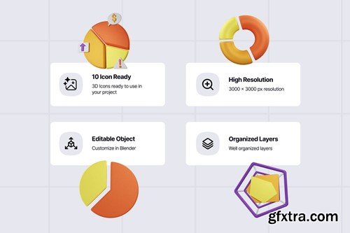 Chart Diagrams V2 3D Icon Pack C25N5HD