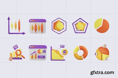 Chart Diagrams V2 3D Icon Pack C25N5HD