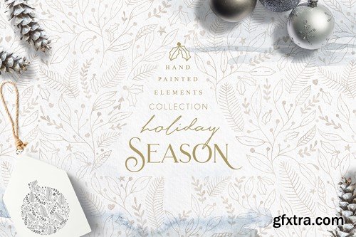 Holiday Season Winter Line Art Christmas Set VU7KKA9