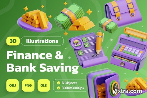 Finance and Bank Saving 3D Illustrations 3U667GN