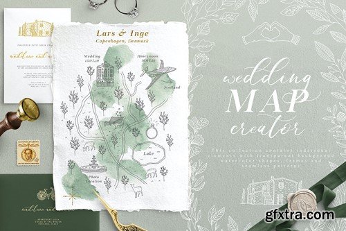 Wedding Map Creator Watercolor Vector ECXGKFB