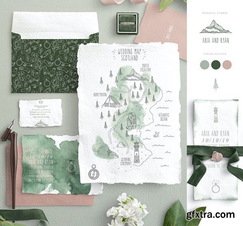 Wedding Map Creator Watercolor Vector ECXGKFB