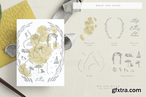 Wedding Map Creator Watercolor Vector ECXGKFB