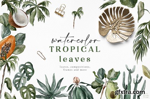 Tropical Leaves Plants Watercolor Floral EP8QYLA