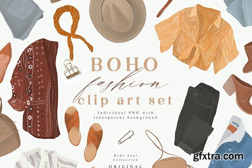 Boho Fashion Illustrations Clipart Set U88PQRC