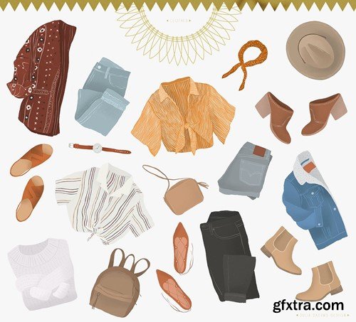 Boho Fashion Illustrations Clipart Set U88PQRC