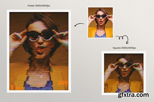 Madness Glitch Photo Effect for Square and Poster UMYQXAL