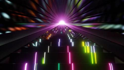 Videohive - Multicolor Neon Glow Stairs Background Vj Loop In HD - 47666451 - 47666451