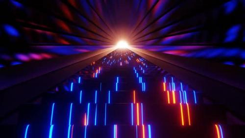 Videohive - Orange And Blue Neon Glow Stairs Background Vj Loop In HD - 47666452 - 47666452