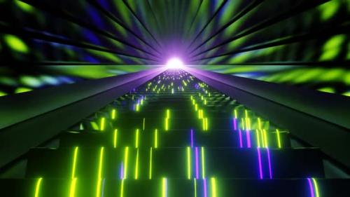 Videohive - Purple And Lime Neon Glow Stairs Background Vj Loop In HD - 47666454 - 47666454