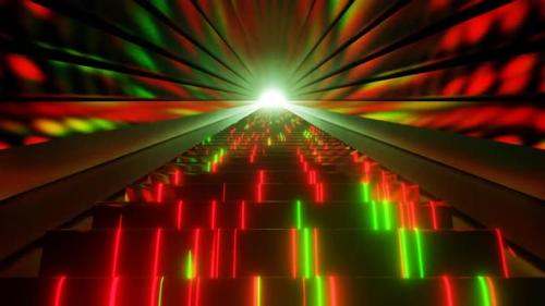 Videohive - Red And Green Neon Glow Stairs Background Vj Loop In HD - 47666461 - 47666461
