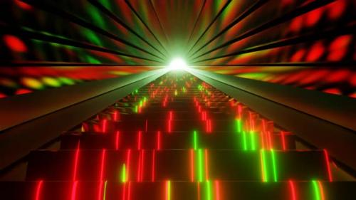 Videohive - Red And Green Neon Glow Stairs Background Vj Loop In 4K - 47666466 - 47666466