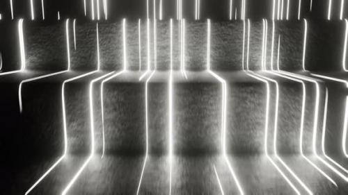 Videohive - White Neon Glow Rungs Background Vj Loop In 4K - 47666469 - 47666469