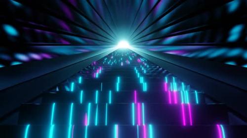 Videohive - Cyan And Pink Neon Glow Stairs Background Vj Loop In 4K - 47666471 - 47666471